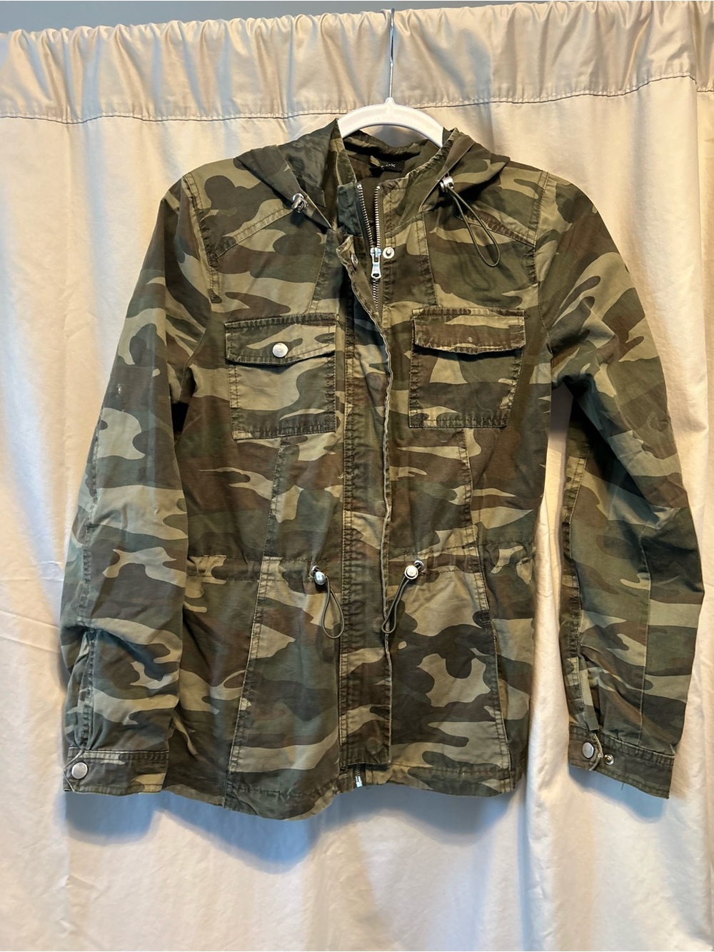 New Look Green Camouflage Utility Jacket with Hood
